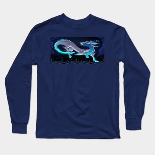 Elegant dragon dancing in the night Long Sleeve T-Shirt